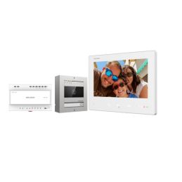 Kit videointerfon pe 2 fire HIKVISION DS-KIS704EY/Aluminum